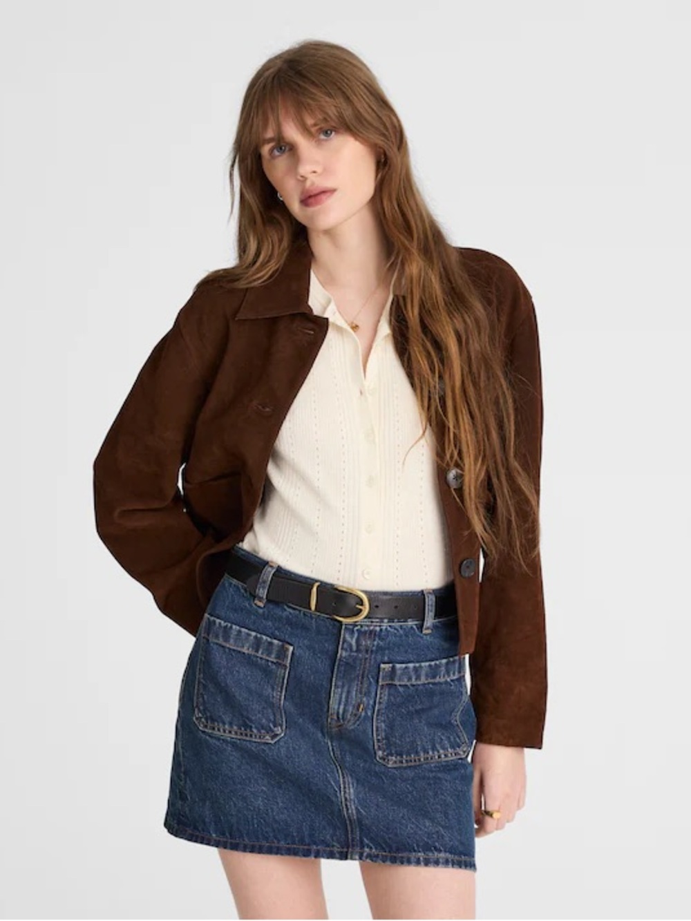 Madewell women’s The Emmett Mini Skirt in Greendale Wash blue denim Size 33 NWT